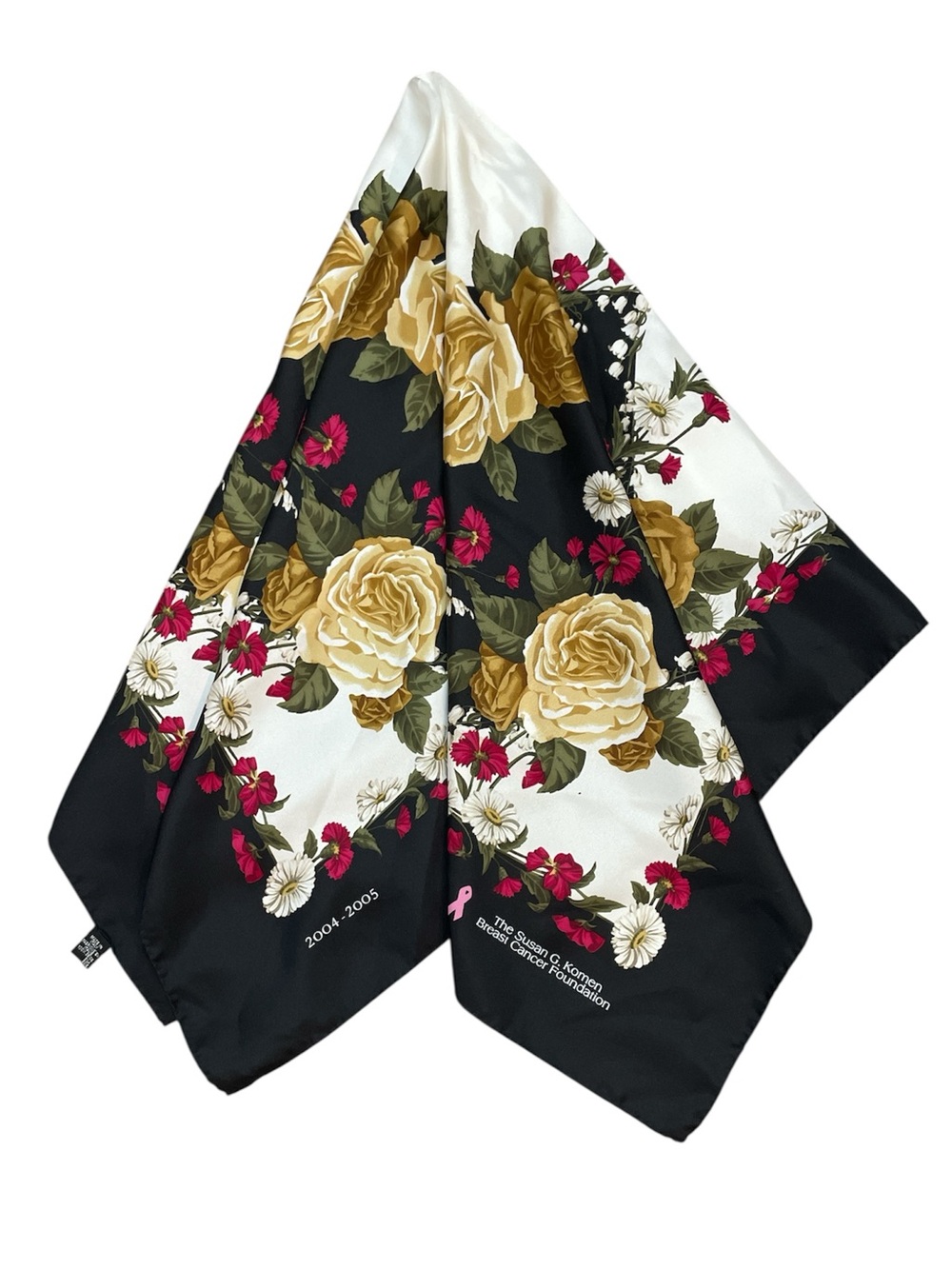 Carlisle Susan G Komen Silk Scarf 2004-2005 Pink, White, Black, Tan